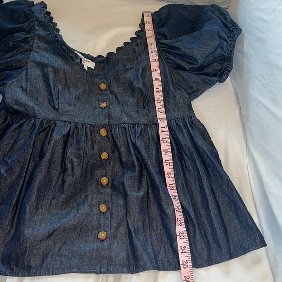 Kika Vargas x Target Women’s Dark Chambray Button Up Baby Doll Puff Sleeve Top M - Picture 8 of 11